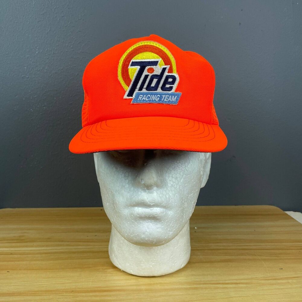 Vintage Tide Racing Team Trucker Hat Men Orange Blue Snapback Outdoor Casual